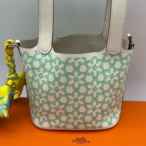āSOLDāAuthentic Hermes Nata Swift PHW Lucky Daisy Micro Picotin 14 - Picture 6 of 17